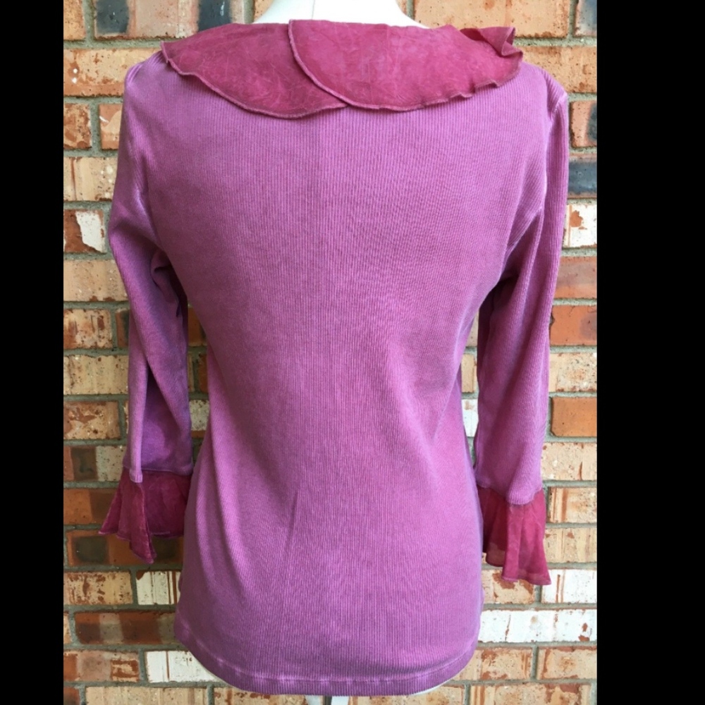 Barbara Lesser Studio Ruffled Shirt Size Medium - Picture 4 of 8